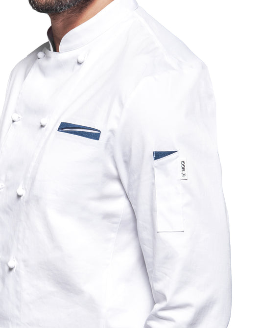 GIACCA CHEF SIGGI AMLETO TASCHINI A CONTRASTO - Bianco