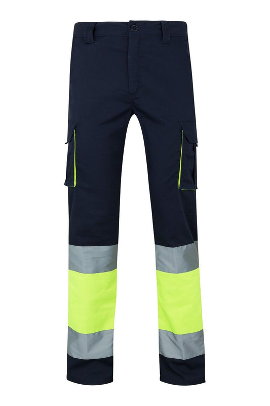 Pantaloni stretch bicolore multitasche