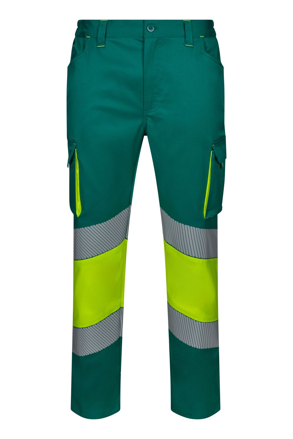 Pantaloni stretch bicolore banda segmentata