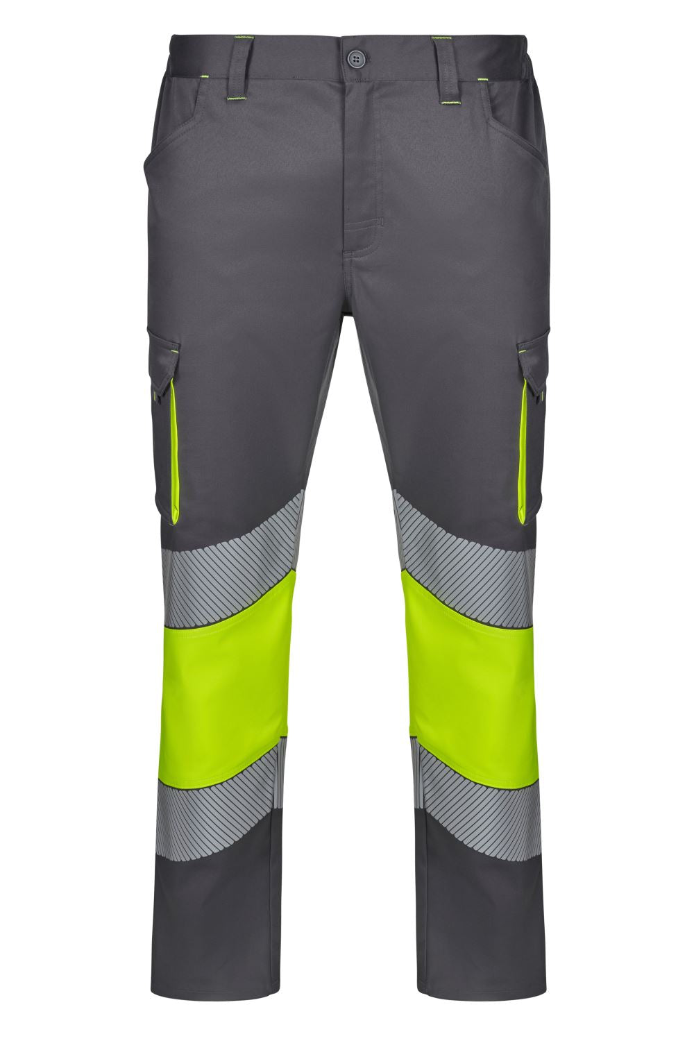 Pantaloni stretch bicolore banda segmentata