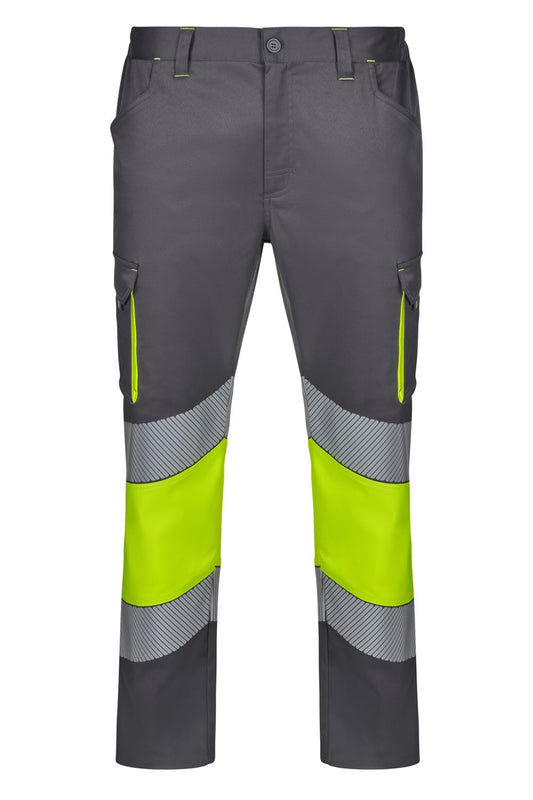 Pantaloni stretch bicolore banda segmentata