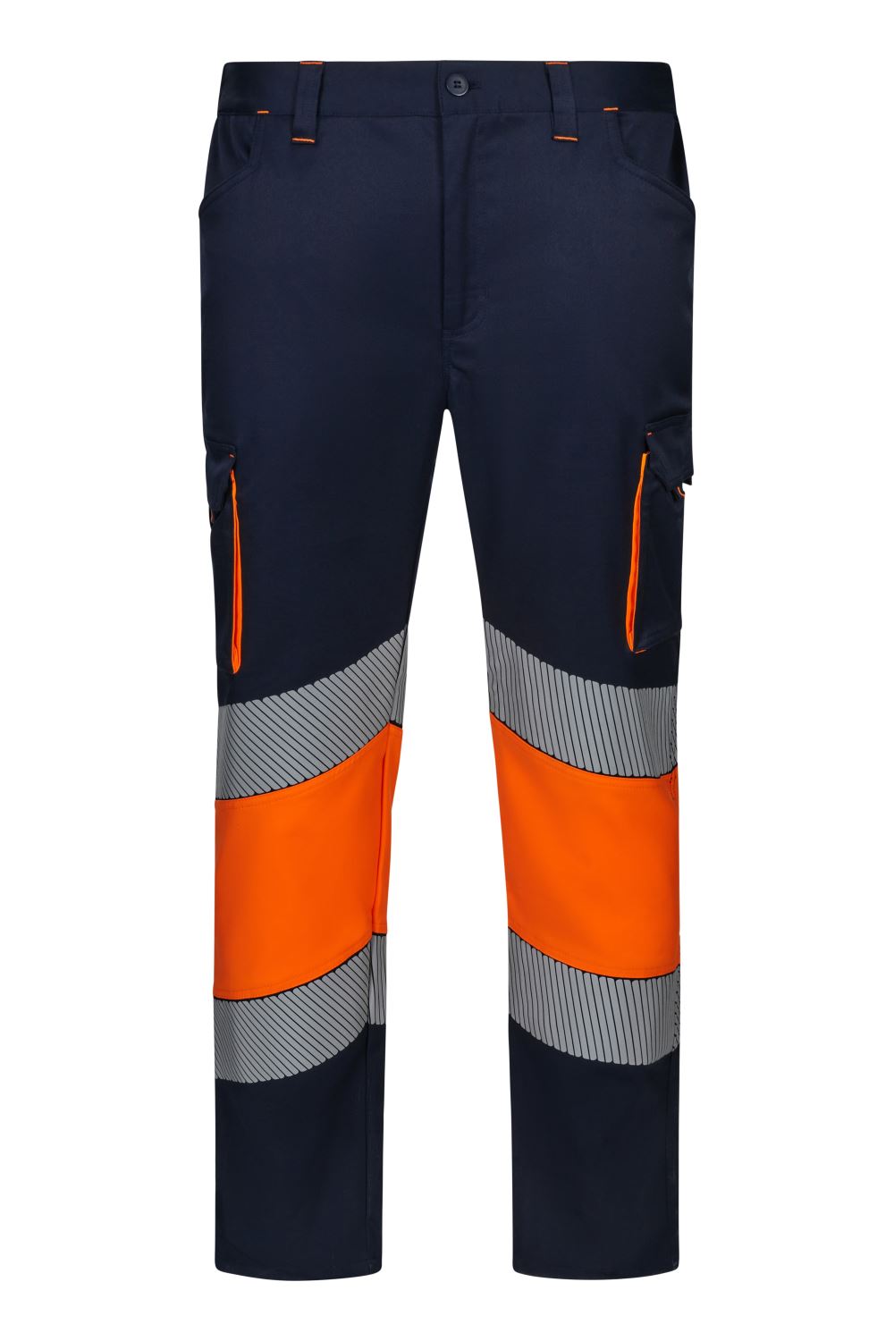Pantaloni stretch bicolore banda segmentata