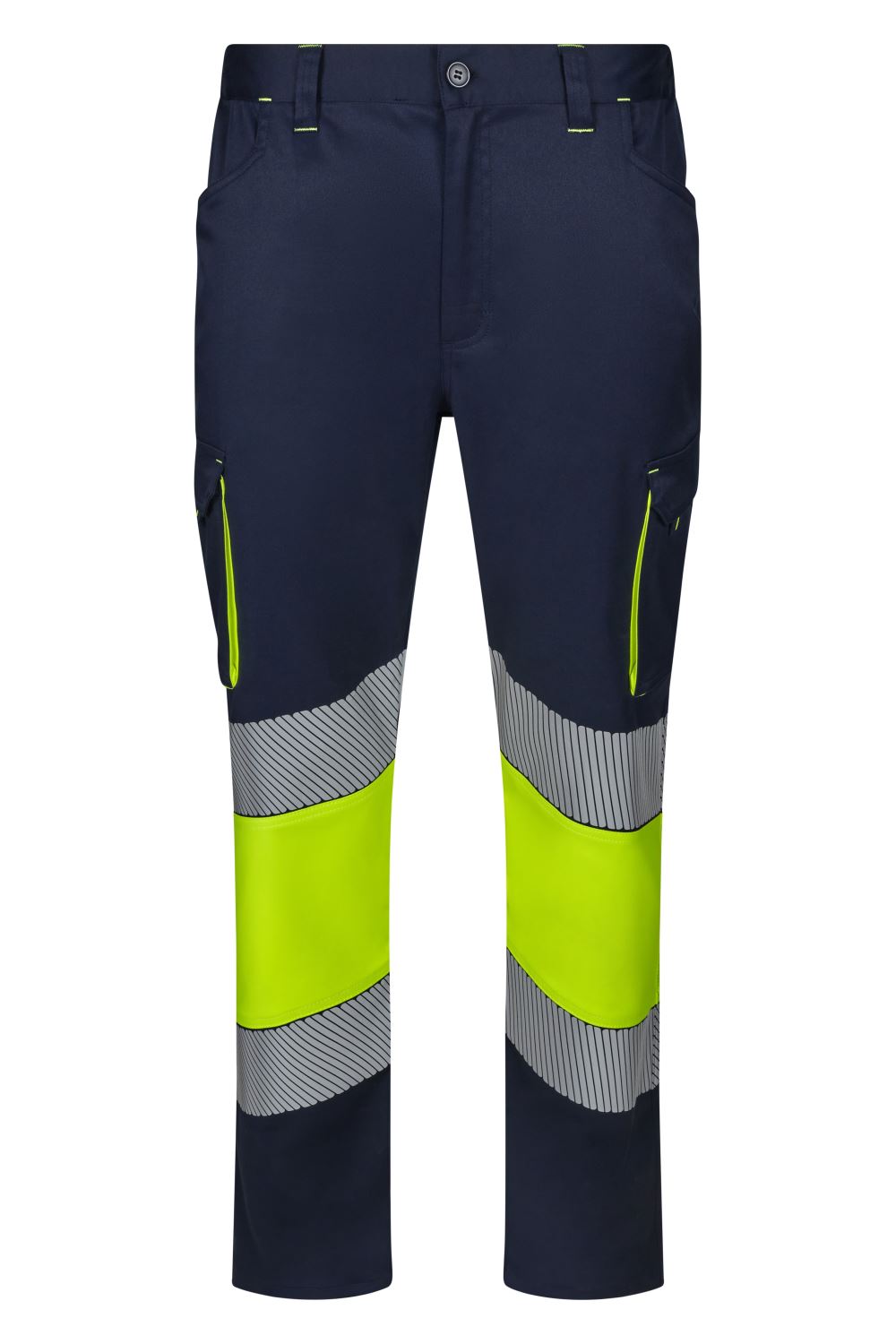 Pantaloni stretch bicolore banda segmentata