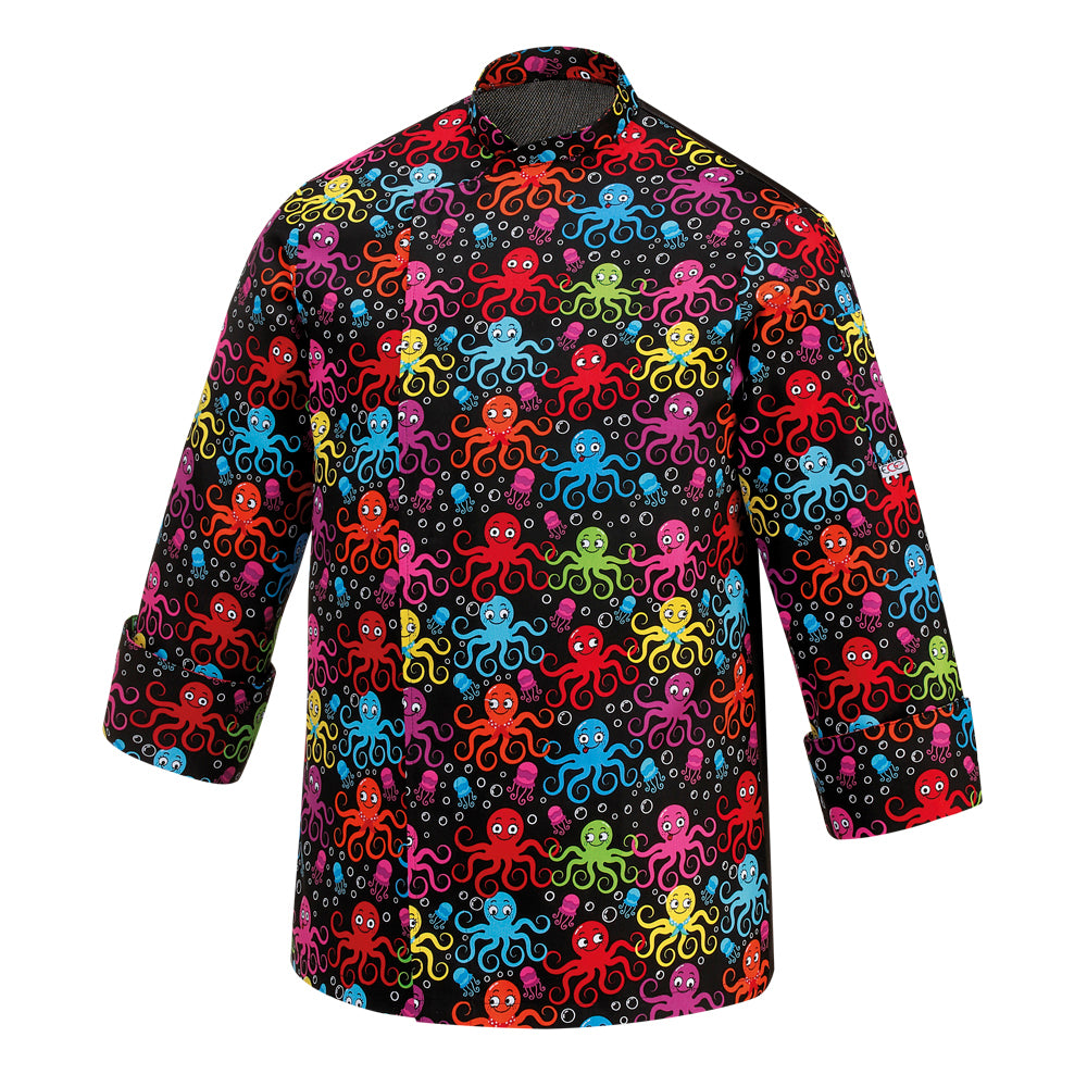 Giacca Oktopus cuoco Unisex con bottoni a pressione e schiena traspirante in Air Plus EGOCHEF
