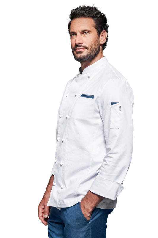 GIACCA CHEF SIGGI AMLETO TASCHINI A CONTRASTO - Bianco
