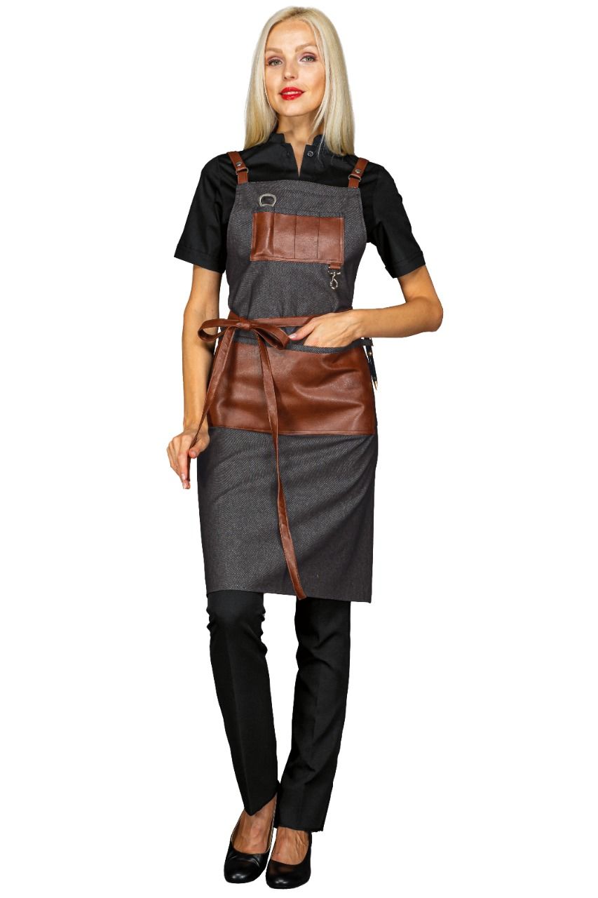 Grembiule Bristol con Inserti in Pelle - Black Jeans [3]