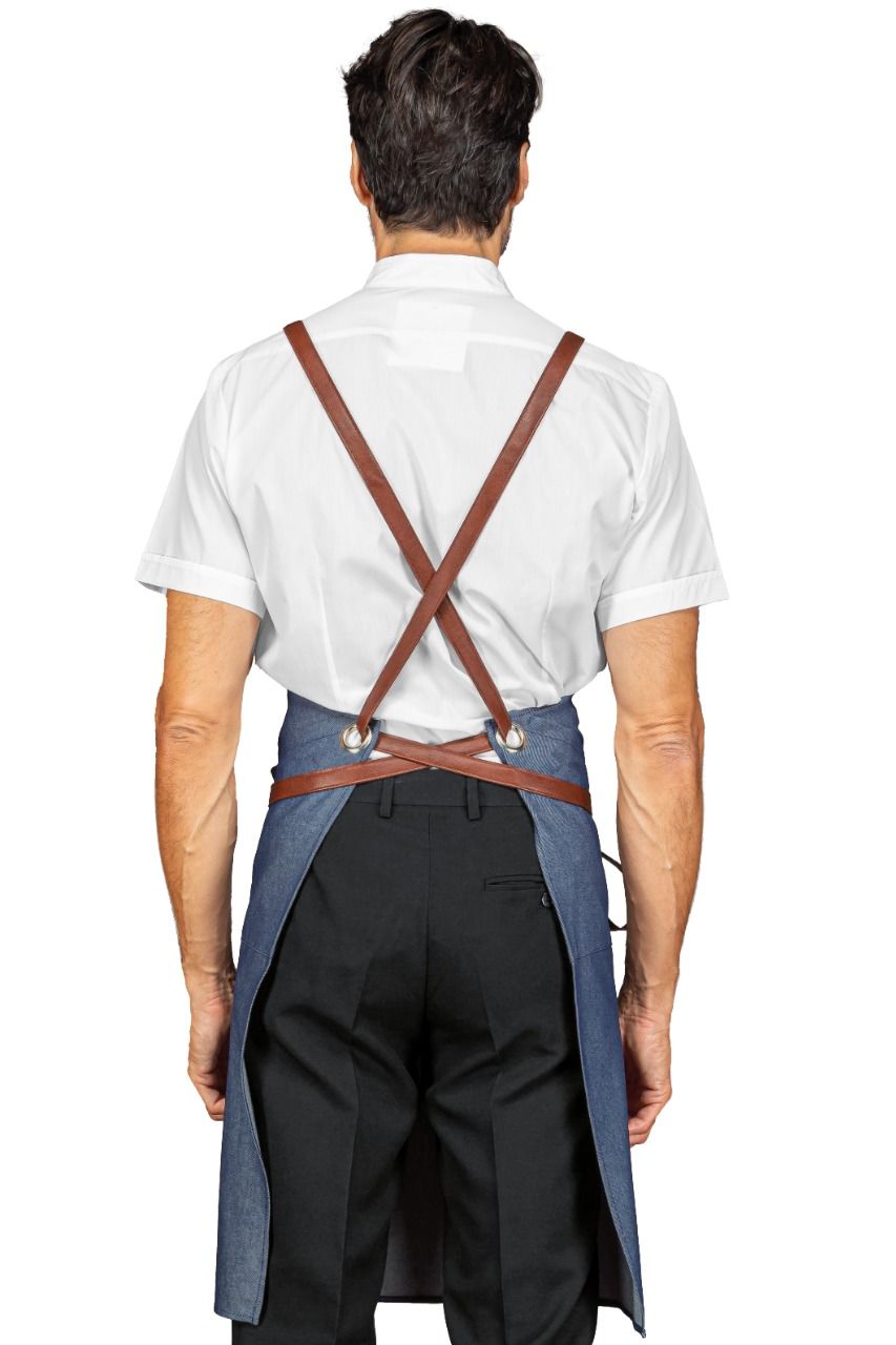 Grembiule Bristol con Inserti in Pelle - Jeans [2]