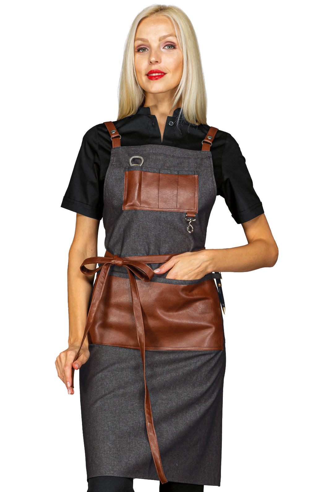 Grembiule Bristol con Inserti in Pelle - Black Jeans [1]