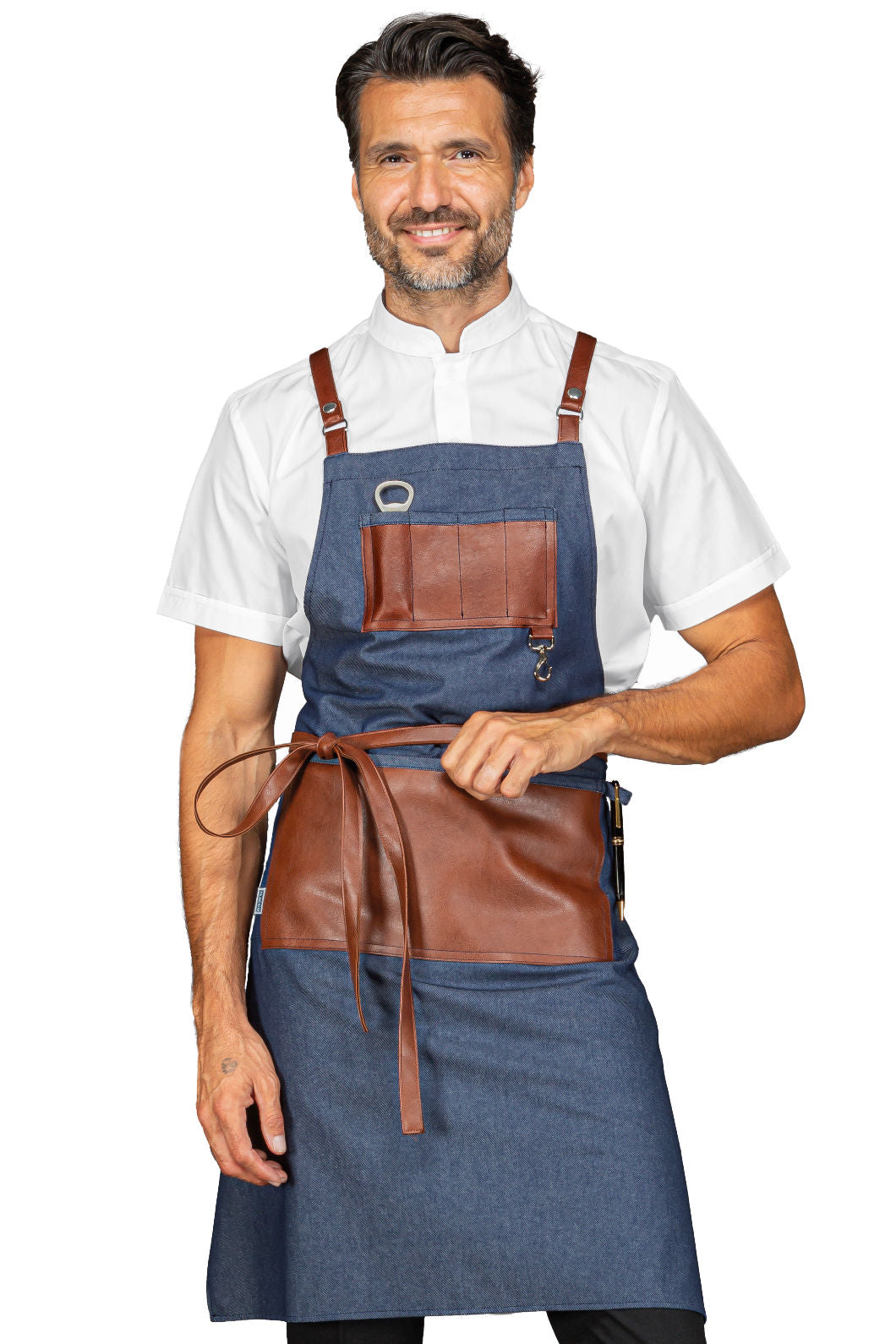 Grembiule Bristol con Inserti in Pelle - Jeans [1]