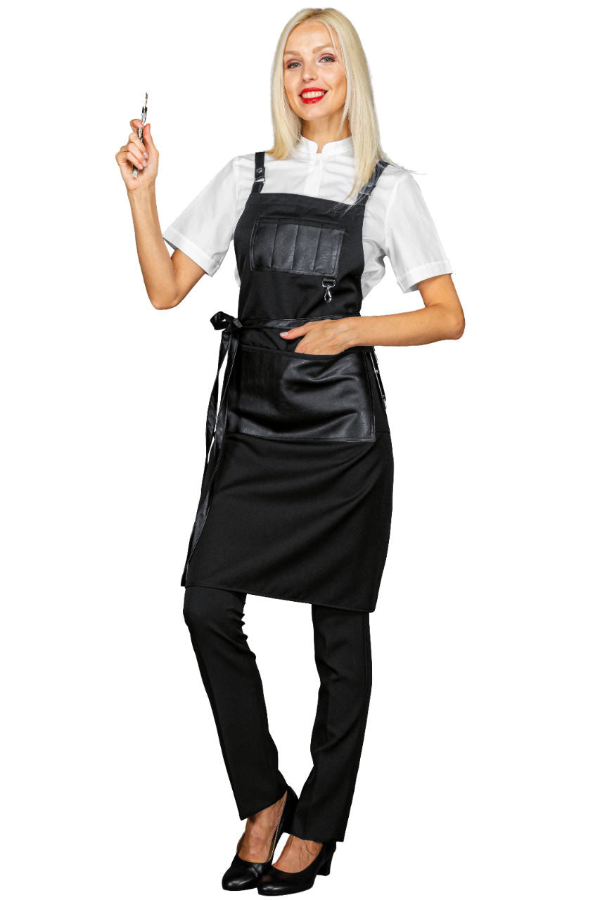 Grembiule Bristol con Inserti in Pelle - Nero [3]
