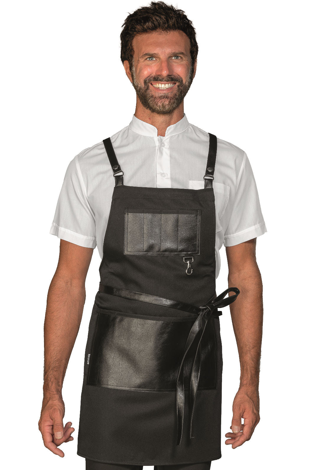 Grembiule Bristol Short con Inserti in Pelle - Nero [1]