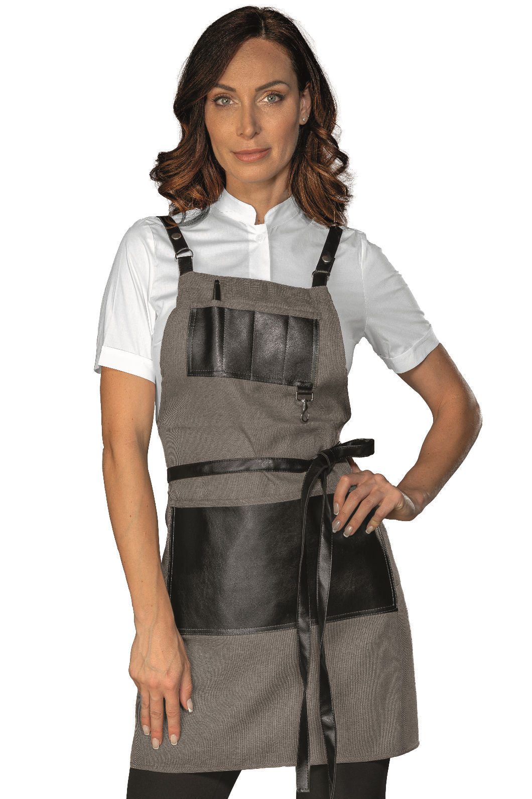 Grembiule Bristol Short con Inserti in Pelle - Smoke [1]