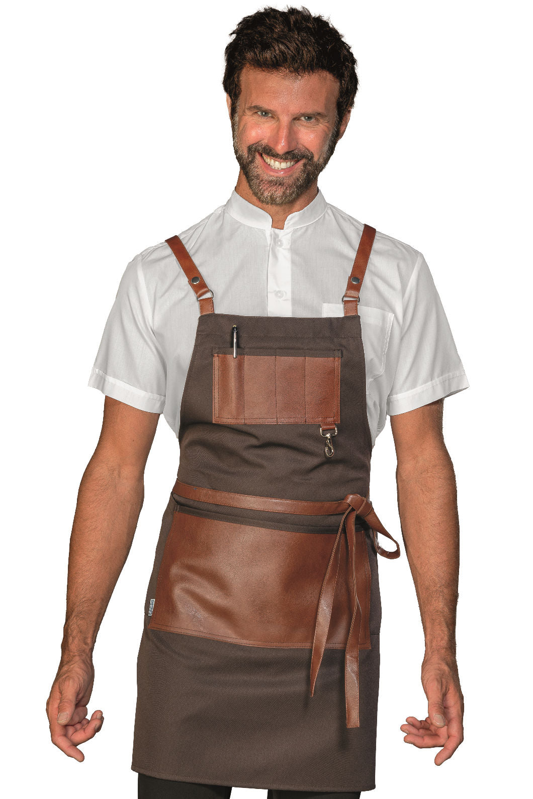 Grembiule Bristol Short con Inserti in Pelle - Testa di Moro [1]