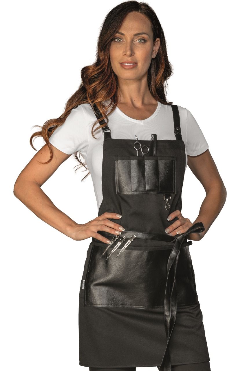 Grembiule Bristol Short con Inserti in Pelle - Nero [2]