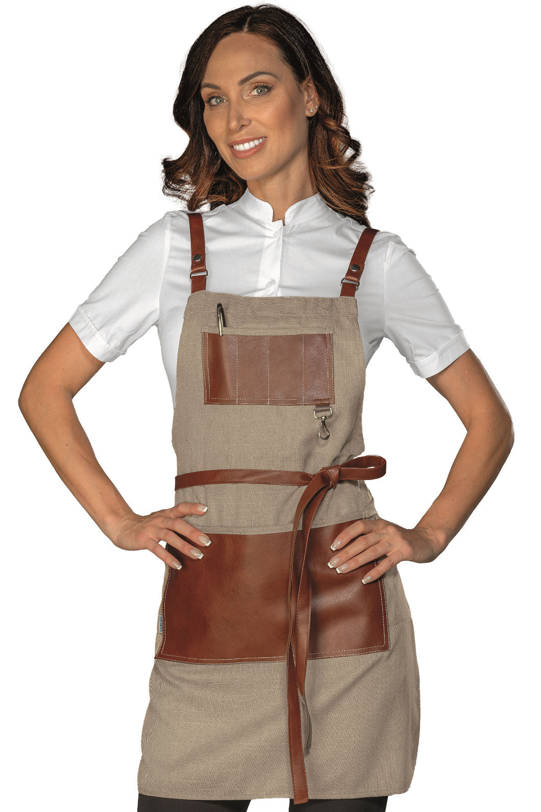 Grembiule Bristol Short con Inserti in Pelle - Natural [1]