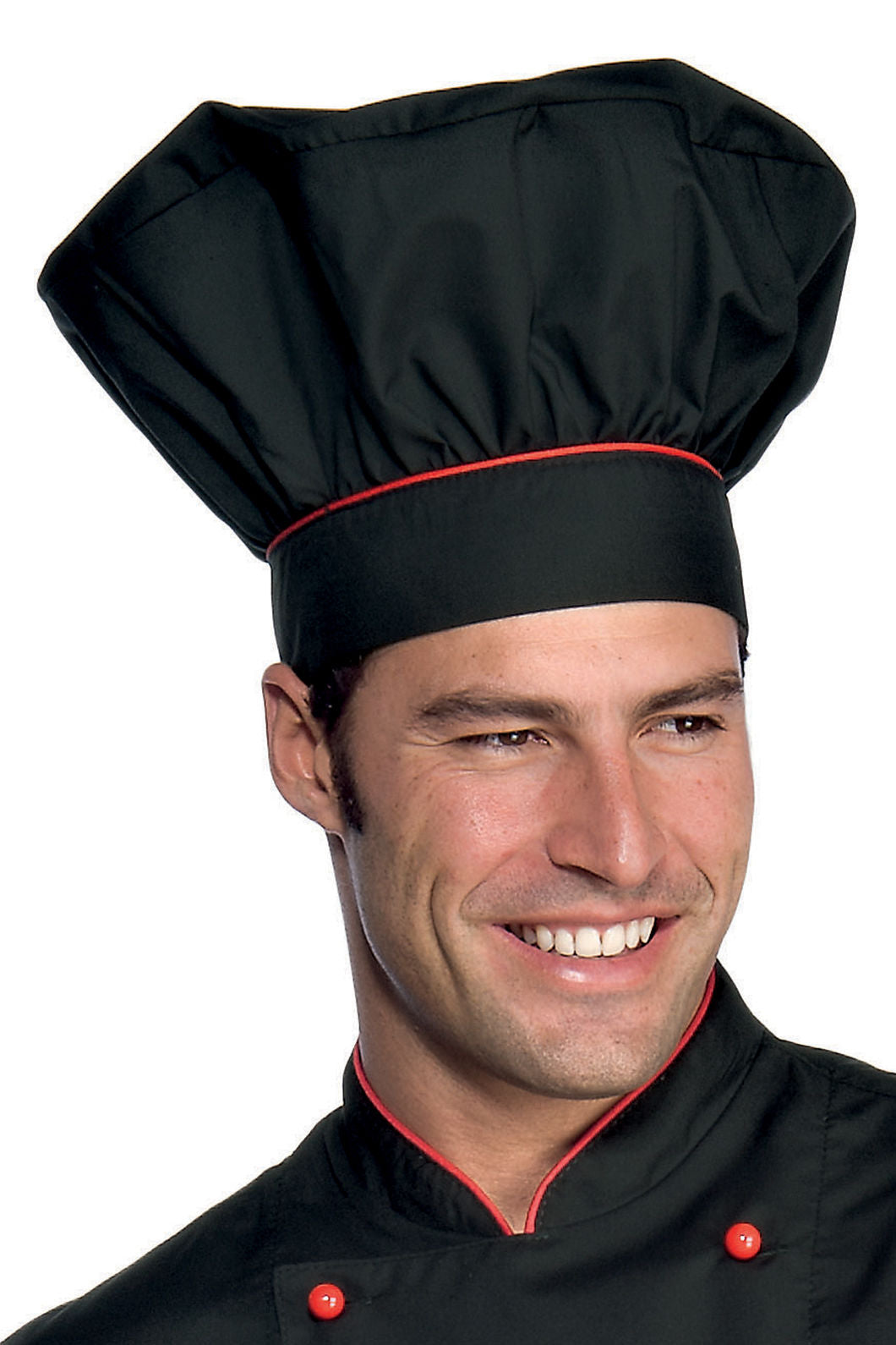 Cappello Cuoco Tradizionale - Nero/Rosso [1]