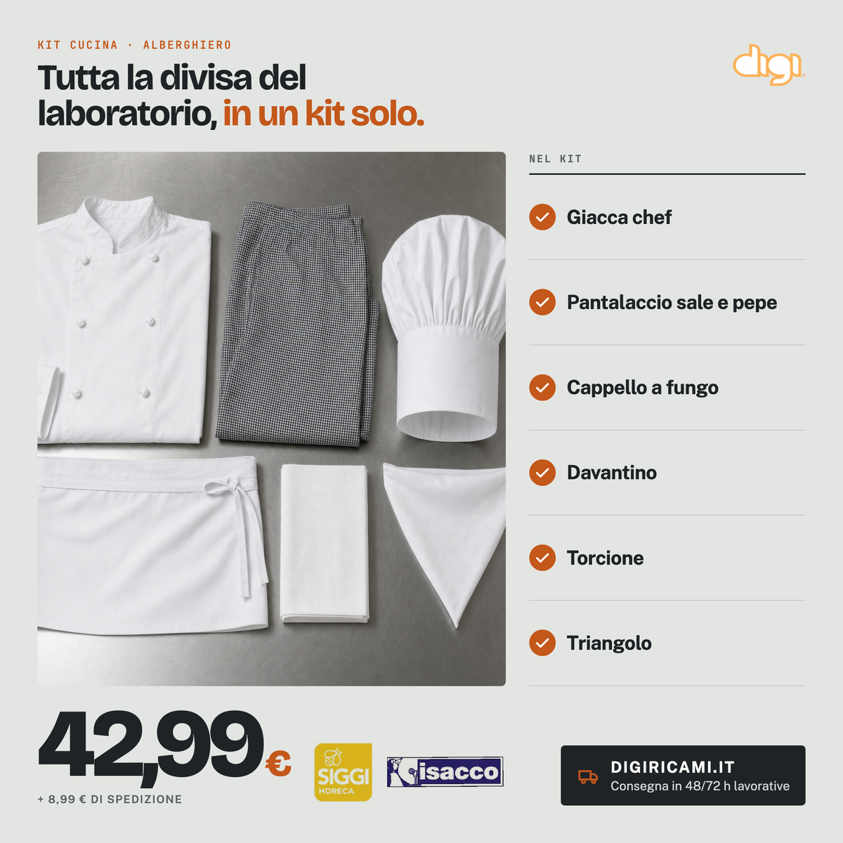Kit cucina alberghiero, cosa contiene